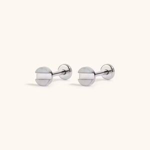 Maison Miru Bolt Nap Earrings $75 titanium flat back NEW never worn